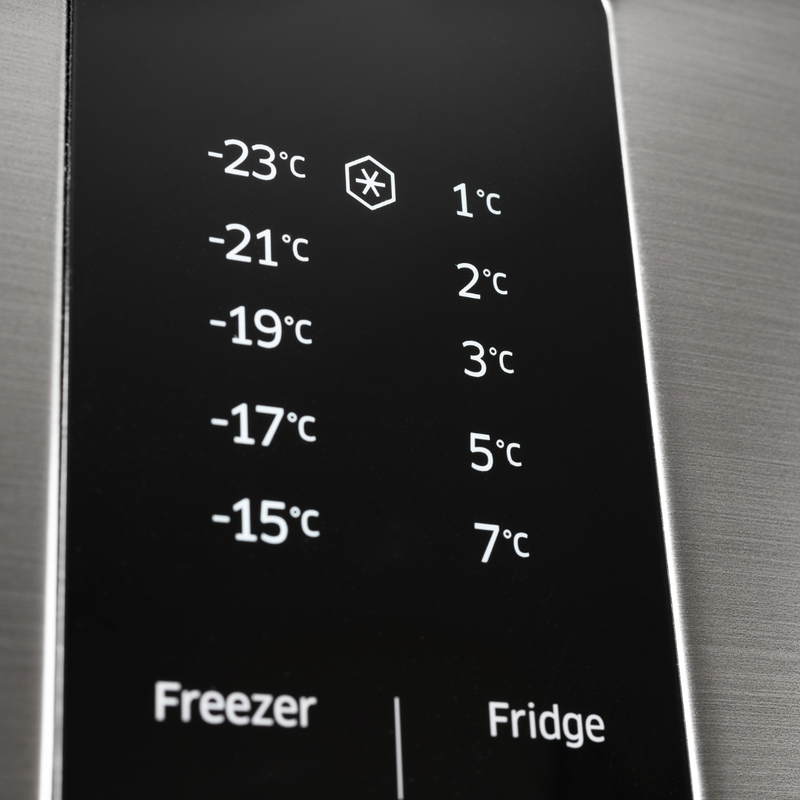 Pantalla de refrigerador con escalas de temperatura
