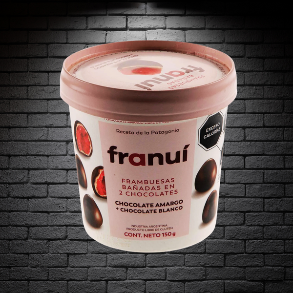 Frambuesas cubiertas en chocolate amargo Franui 150g