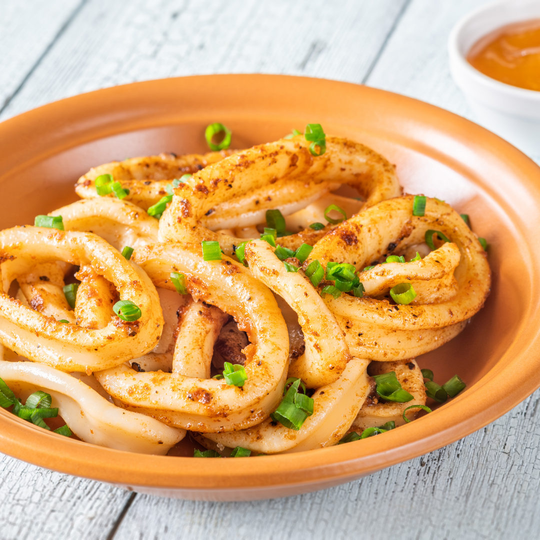 Anillos de calamar salteados