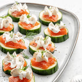 canapes de zapallitos italianos con recorte de trucha ahumada al frio