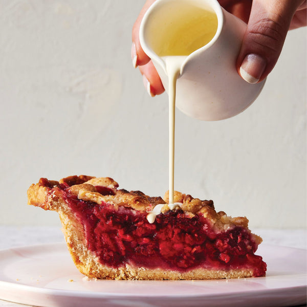 kuchen de frambuesa crumble con crema