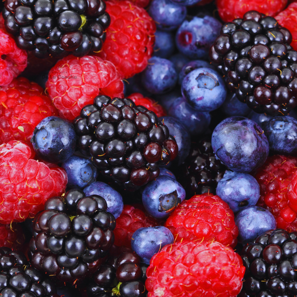 Moras, frambuesas y arándanos