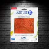 Salmon ahumado al frio marca Latitude 113g sobre fondo negro