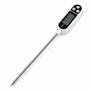 Termómetro digital de cocina con sonda de acero sobre fondo blanco